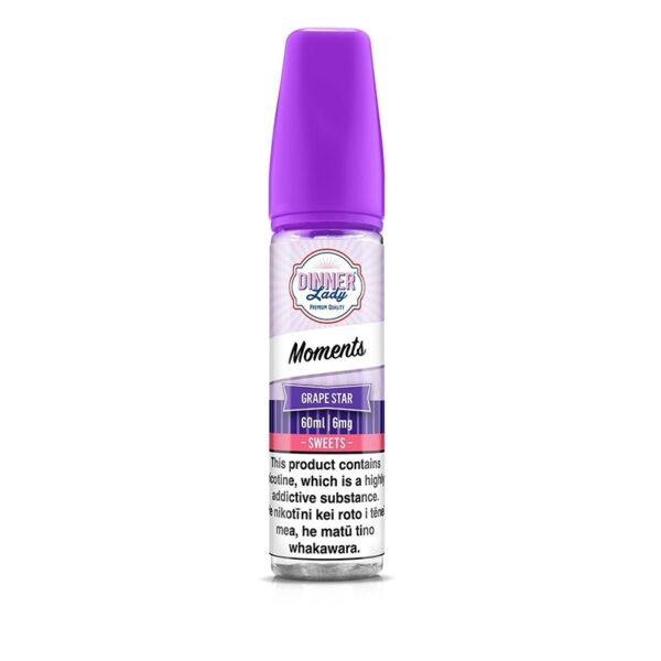 Dinner Lady Grape Star Likit ile uygun fiyatlı yoğun üzüm aromalı salt nikotin deneyimini yaşayın.