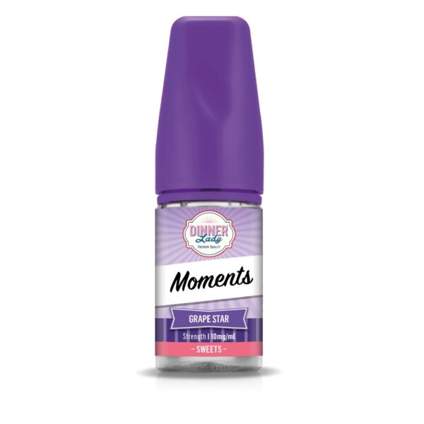 Uygun fiyatlı Dinner Lady Grape Star Mint salt likit, yoğun üzüm ve ferahlatıcı nane aromalarıyla yüksek salt nikotin keyfi sunar.