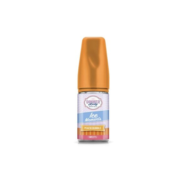 Uygun fiyatlı Dinner Lady Ice Peach Bubble Mint, şeftali ve nane aromalarını buz serinliği ile birleştiren yüksek salt likit.