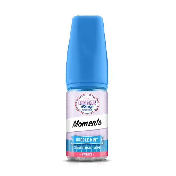 Uygun fiyatlı Dinner Lady Moments Bubble Mint, pod cihazlar için ferah nane ve meyve karışımı sunan yüksek salt nikotin likittir.