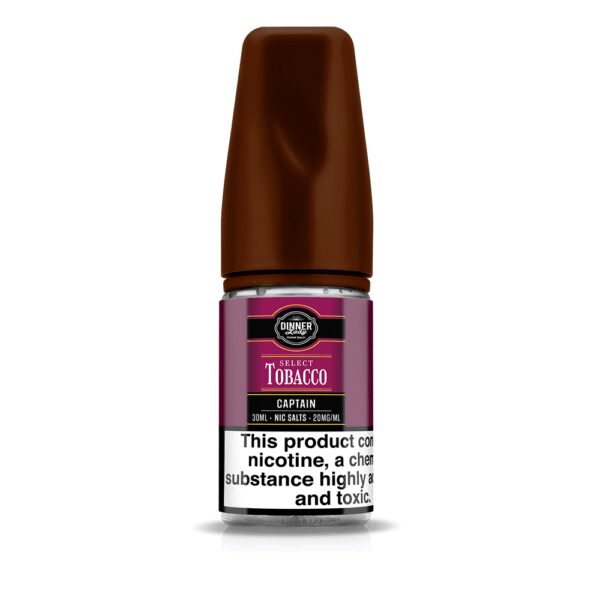 Dinner Lady Select Tobacco Captain Salt Likit, uygun fiyatlı premium salt nikotin sıvısıyla yoğun ve doyurucu klasik tütün tadı sunar.