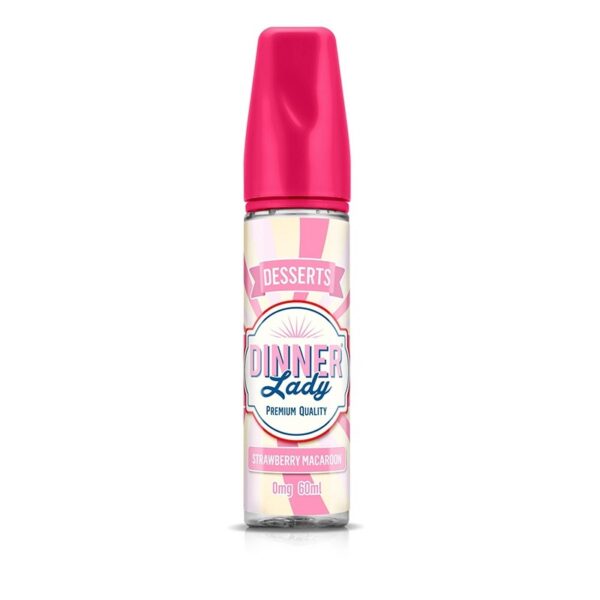 Uygun fiyatlı Dinner Lady Strawberry Macaron likiti, çilek ve bademli makaron lezzetiyle salt nikotin keyfi sunar.