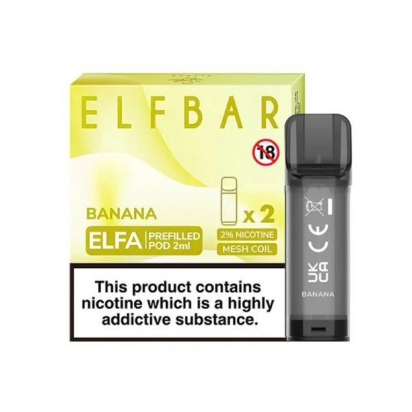 Uygun fiyatlı Elf Bar Elfa Banana Pod Kartuş, 4ml kapasiteyle yoğun muz aroması ve pratik kullanım sunar.