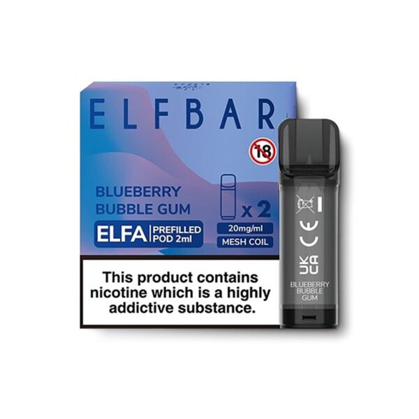 Uygun fiyatlı Elfa Blueberry Bubble Gum Pod Kartuş, 4ml yaban mersini ve sakız aromasıyla uzun süreli buhar keyfi sunar.