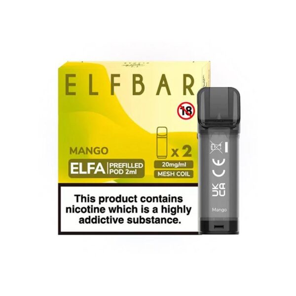 Uygun fiyatlı Elf Bar Elfa Mango Pod Kartuş, yoğun aroması ve 4ml kapasitesiyle salt nikotin performansı sunar.