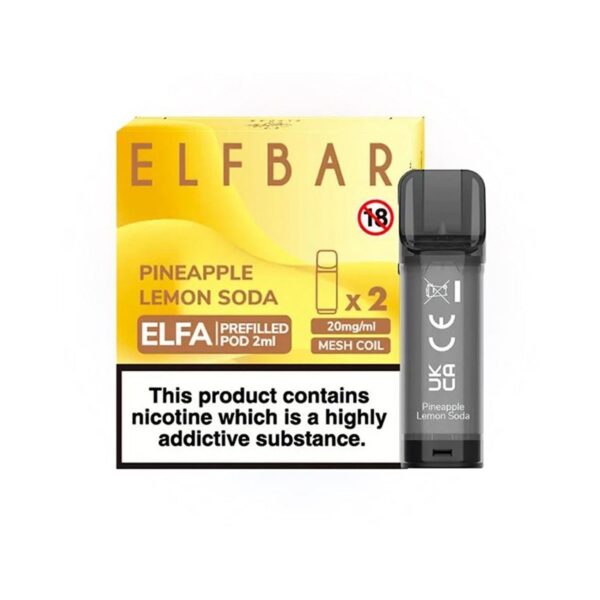 Uygun fiyatlı Elf Bar Elfa ananas limon soda pod kartuş, 4ml ile ferahlatıcı salt nikotin deneyimi sunar.