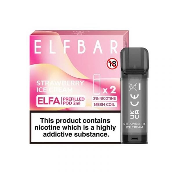 Uygun fiyatlı çilekli dondurma aromalı 4ml salt nikotin Elfa yedek kartuşu.