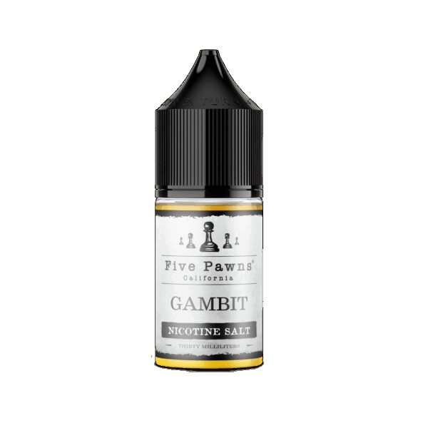 Five Pawns Gambit 30ml, tütün ve karamel notalarıyla uygun fiyatlı salt nikotin deneyimi sunar.