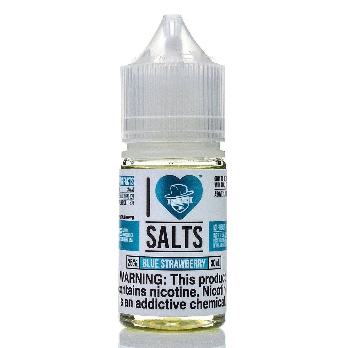 I Love Salts Blue Strawberry 30ml Mavi yaban mersini ve çileğin ferah karışımını sunan uygun fiyatlı salt likit.