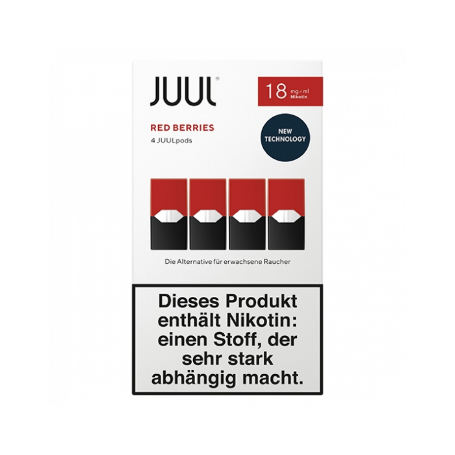 Juul Red Berries 18 mg/ml Taze kırmızı meyve aromalı salt nikotin kartuşu, uygun fiyatlı günlük kullanım için ideal.