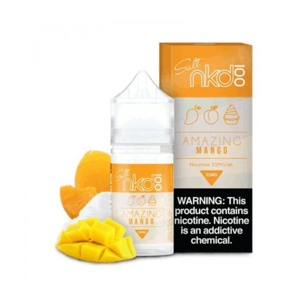 Taze mango aromasıyla yüksek doyum sunan Naked Amazing Mango 30ml, uygun fiyatlı premium salt nikotin likit.