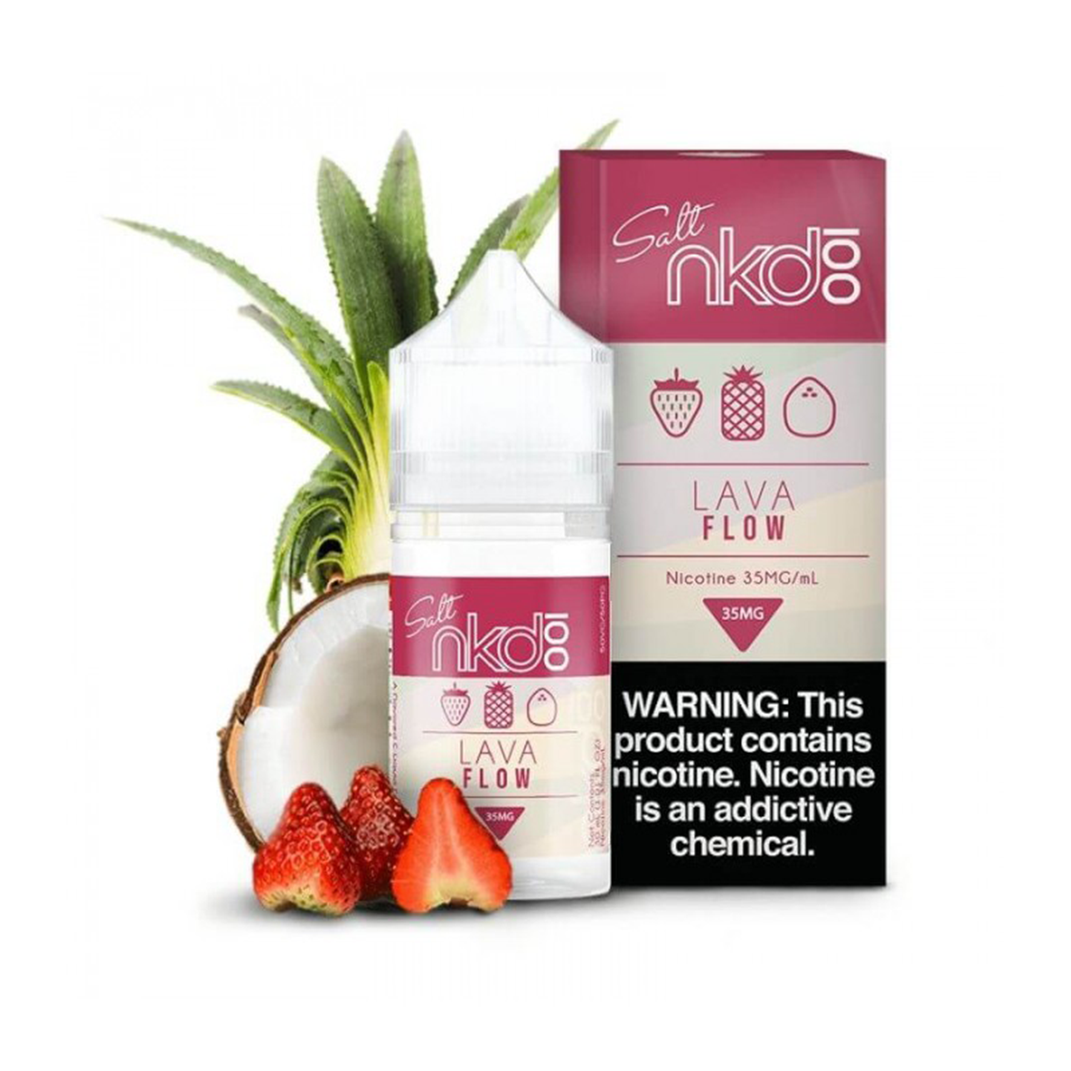Naked Lava Flow Salt Likit 30ml Çilek Uygun fiyatlı Naked Lava Flow 30ml, taze çilek, ananas ve hindistan cevizi harmanıyla güçlü salt nikotin deneyimi sunar.