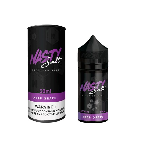 Uygun fiyatlı Nasty Asap Grape 30 ml salt nikotin likiti, yoğun üzüm tadıyla hızlı etki sunar.