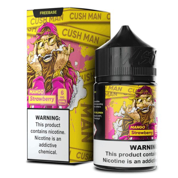 Uygun fiyatlı Nasty Cushman Mango Strawberry likiti, salt nikotin ile yoğun mango ve çilek aroması sunar.