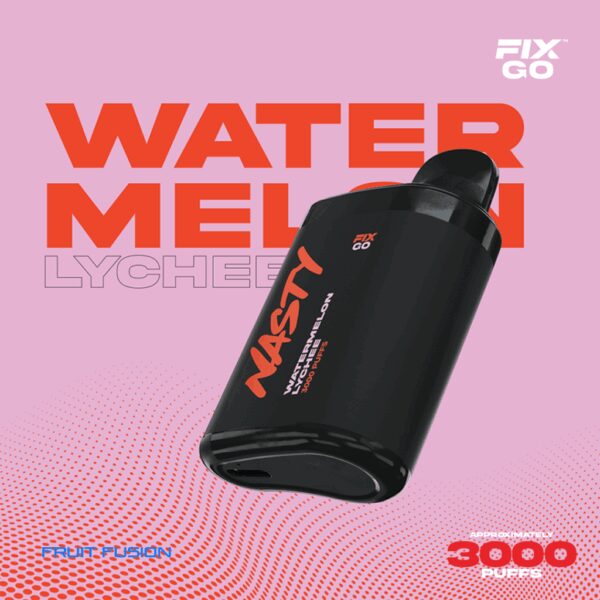 Nasty Fix Go 3000 Watermelon Lychee kullan-at vape bar, 3000 puflama kapasitesi ve uygun fiyatıyla taze bir deneyim sunar.