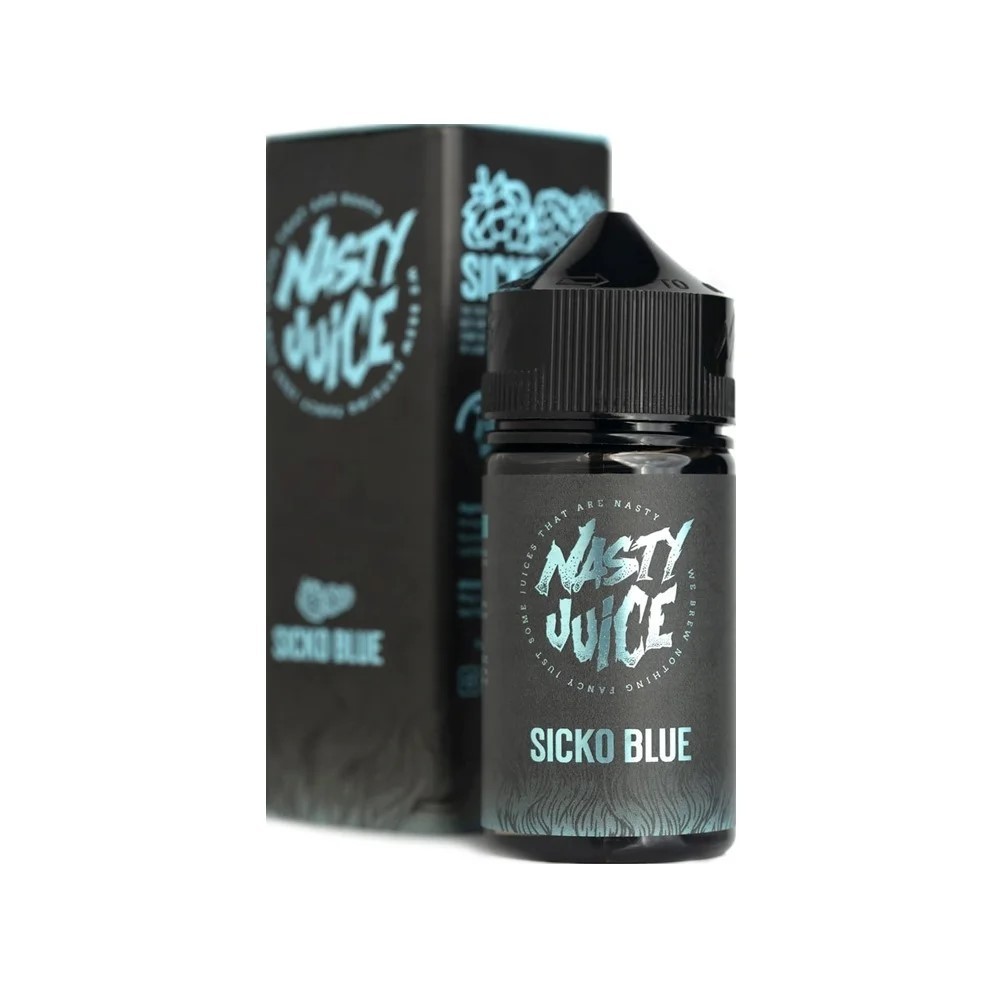 Nasty Juice Sicko Blue Likit Ferah yaban mersini ve narenciye karışımıyla yoğun buhar keyfi sunan uygun fiyatlı salt nikotin likit.