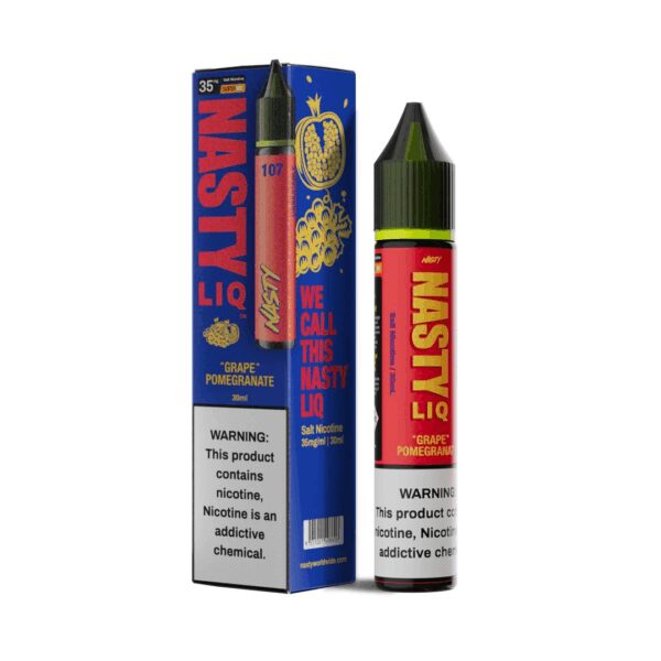 Üzüm ve nar aromalı Nasty Liq likit, ferahlatıcı lezzetiyle uygun fiyatlı buhar keyfi sunar.
