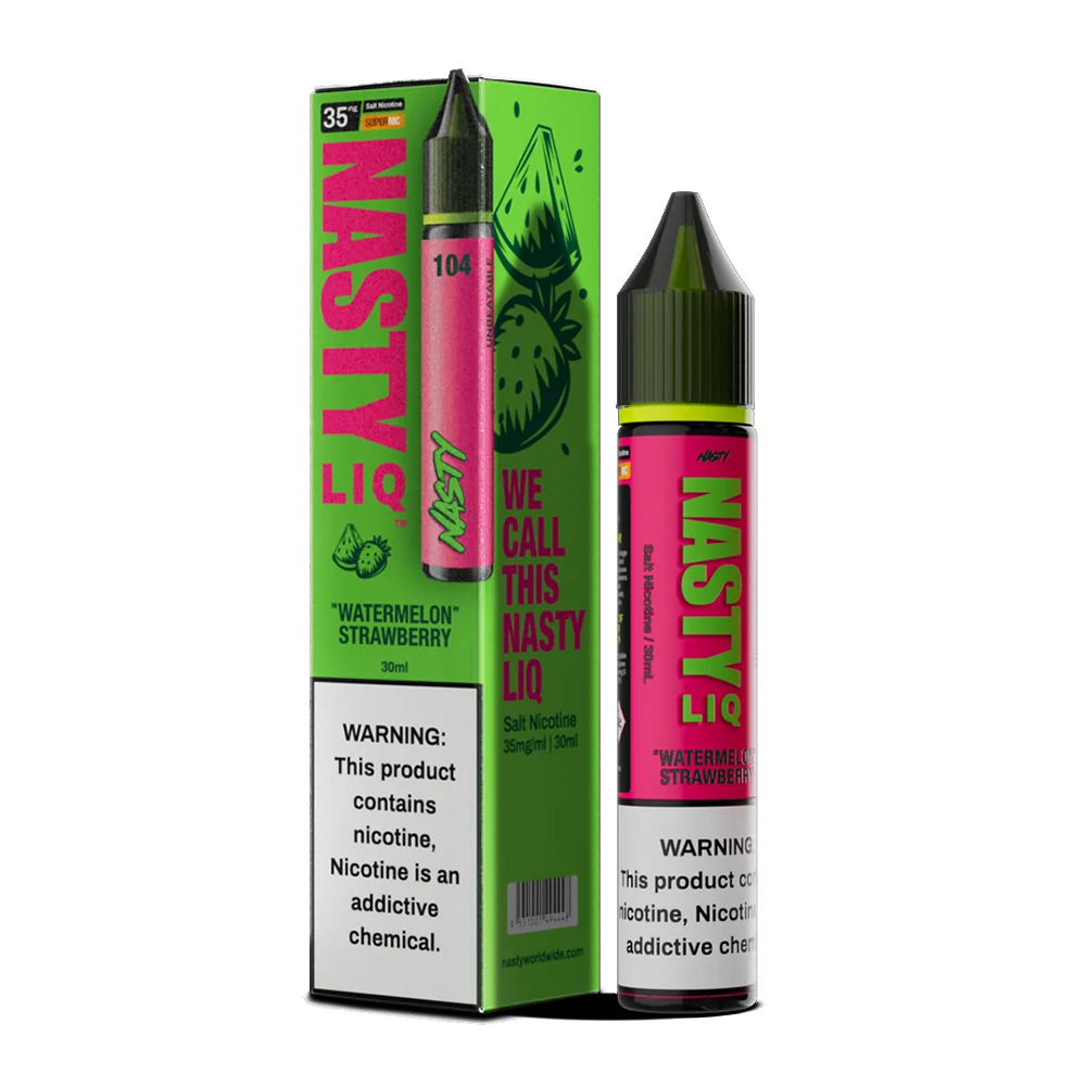 Nasty Liq Watermelon Strawberry Salt Likit Taze karpuz ve olgun çilek aromalı salt likit, pod cihazlarınızda yoğun buhar ve uygun fiyatlı tat sunar.