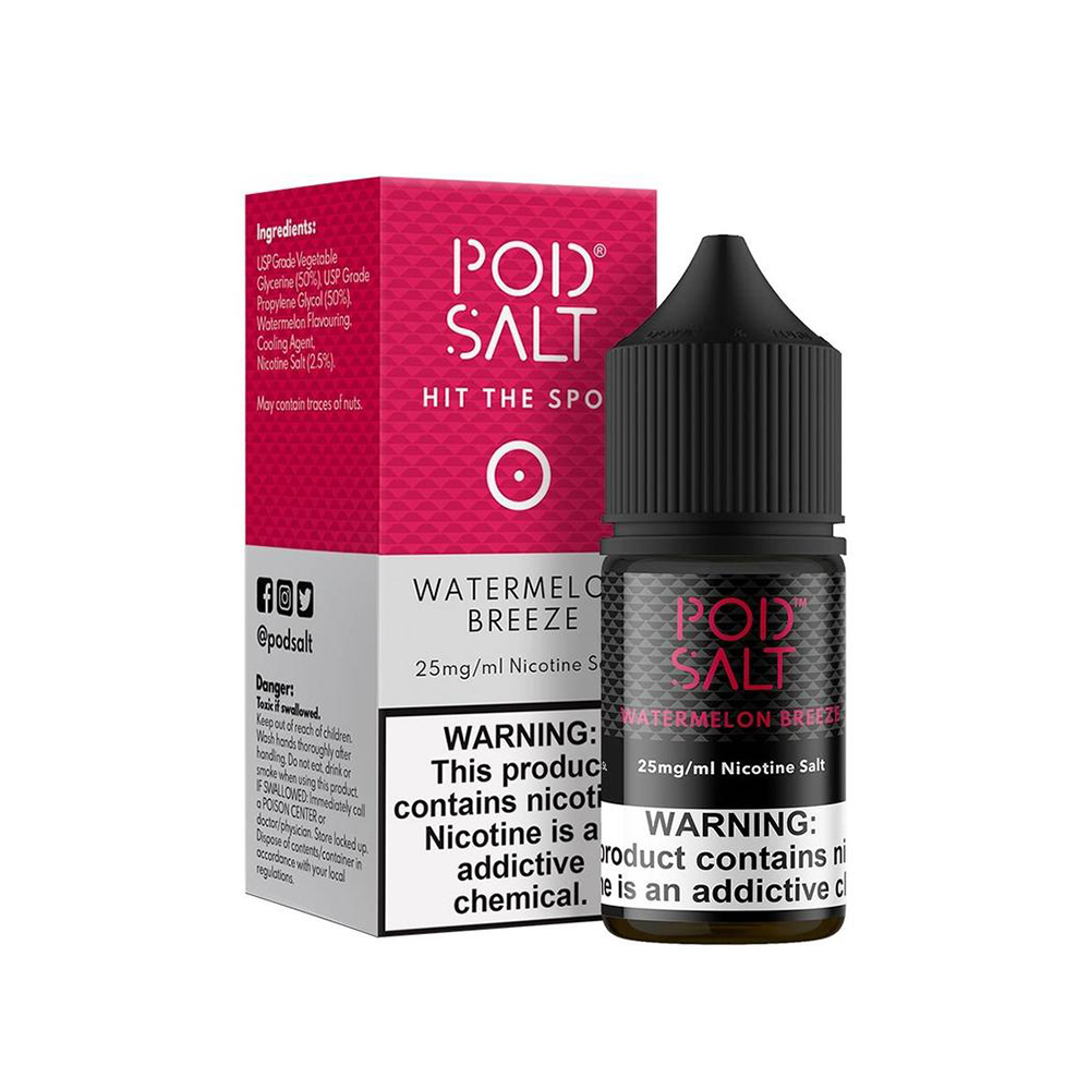 Pod Salt Watermelon Breeze Uygun fiyatlı Pod Salt Watermelon Breeze likit, ferah karpuz aromasıyla yüksek salt nikotin doygunluğu sunar.
