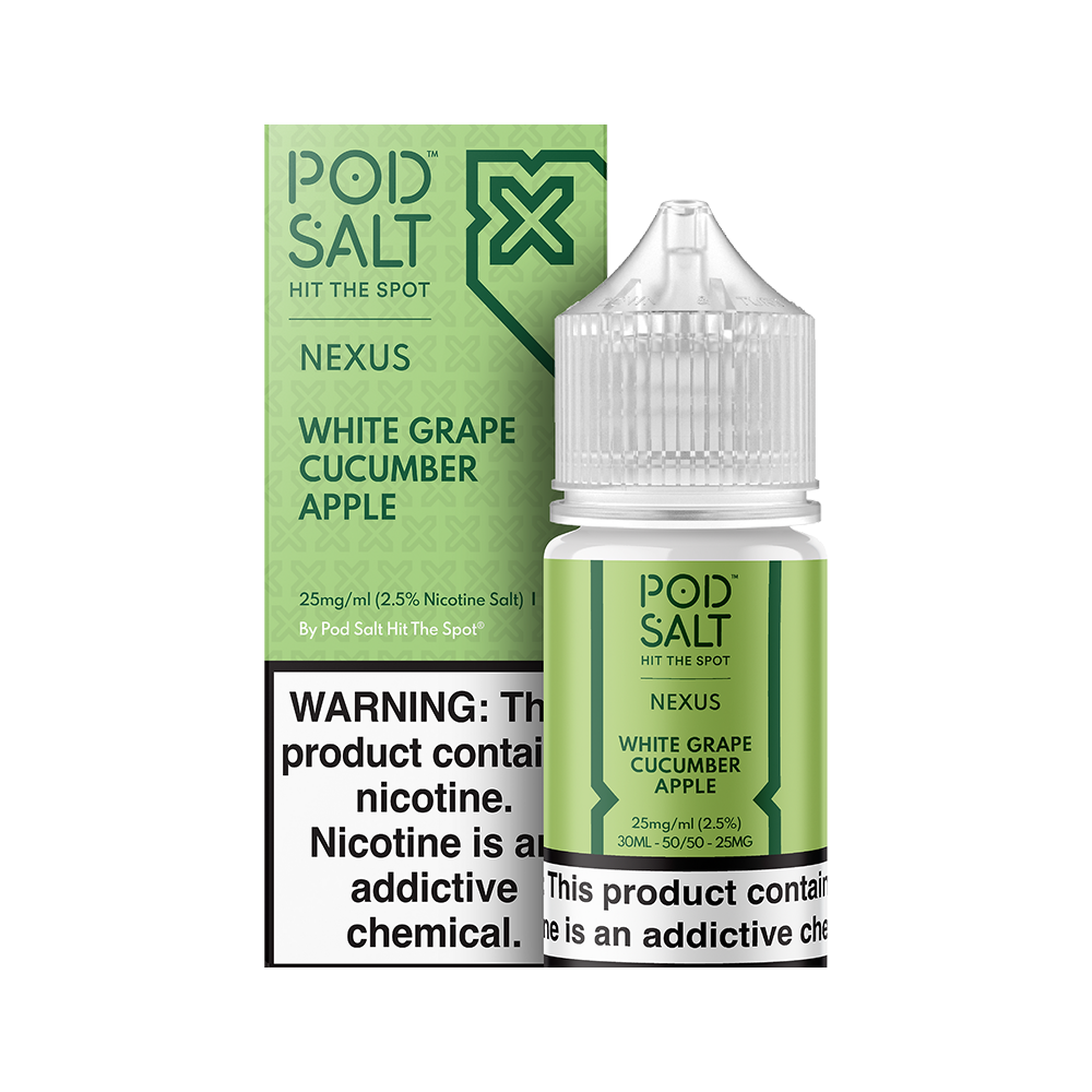 Pod Salt White Grape Cucumber Apple Beyaz üzüm, salatalık ve elma aromalarını salt nikotinle buluşturan ferahlatıcı likit, uygun fiyatıyla günlük kullanım için ideal.