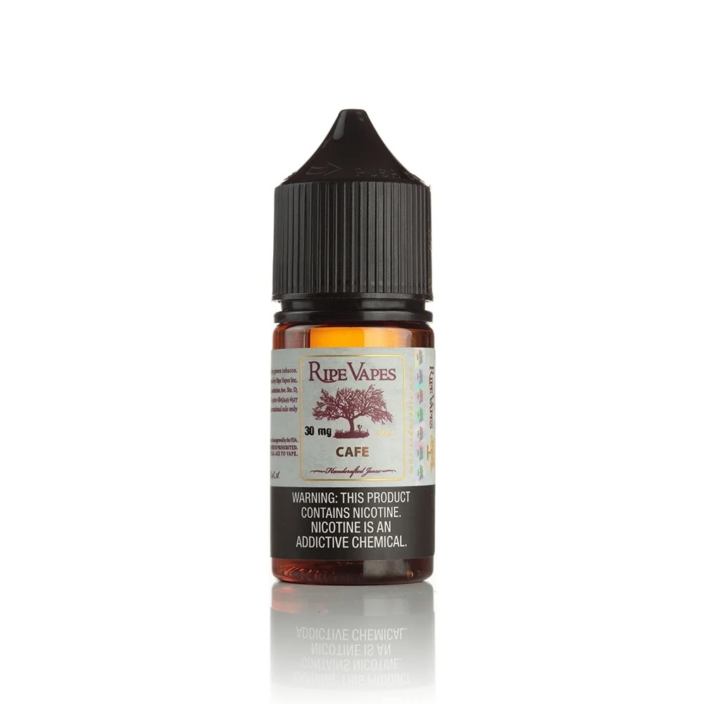 Ripe Vapes Cafe Salt Likit 30ml Ripe Vapes Cafe Salt 30ml, zengin kahve aroması ve yoğun salt nikotinle uygun fiyatlı premium likit.