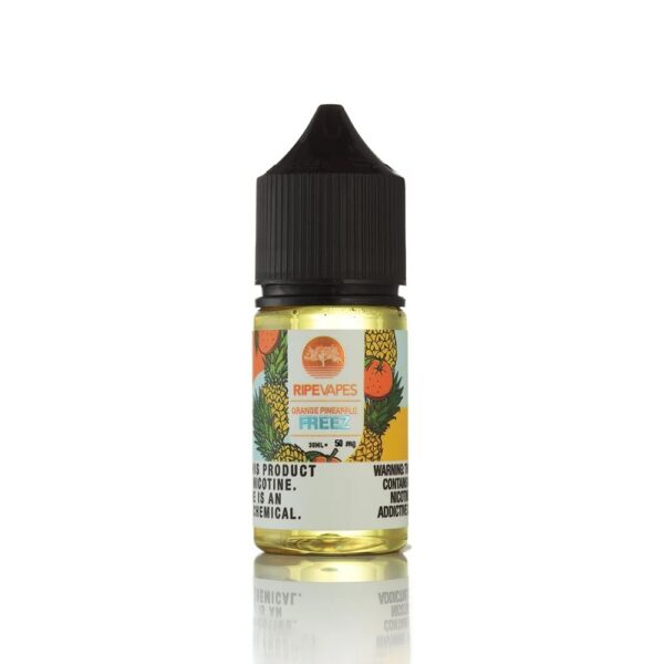 Uygun fiyatlı Ripe Vapes Orange Pineapple Freez, ferah portakal ve ananas aromalı yoğun buharlı salt nikotin sıvısıdır.