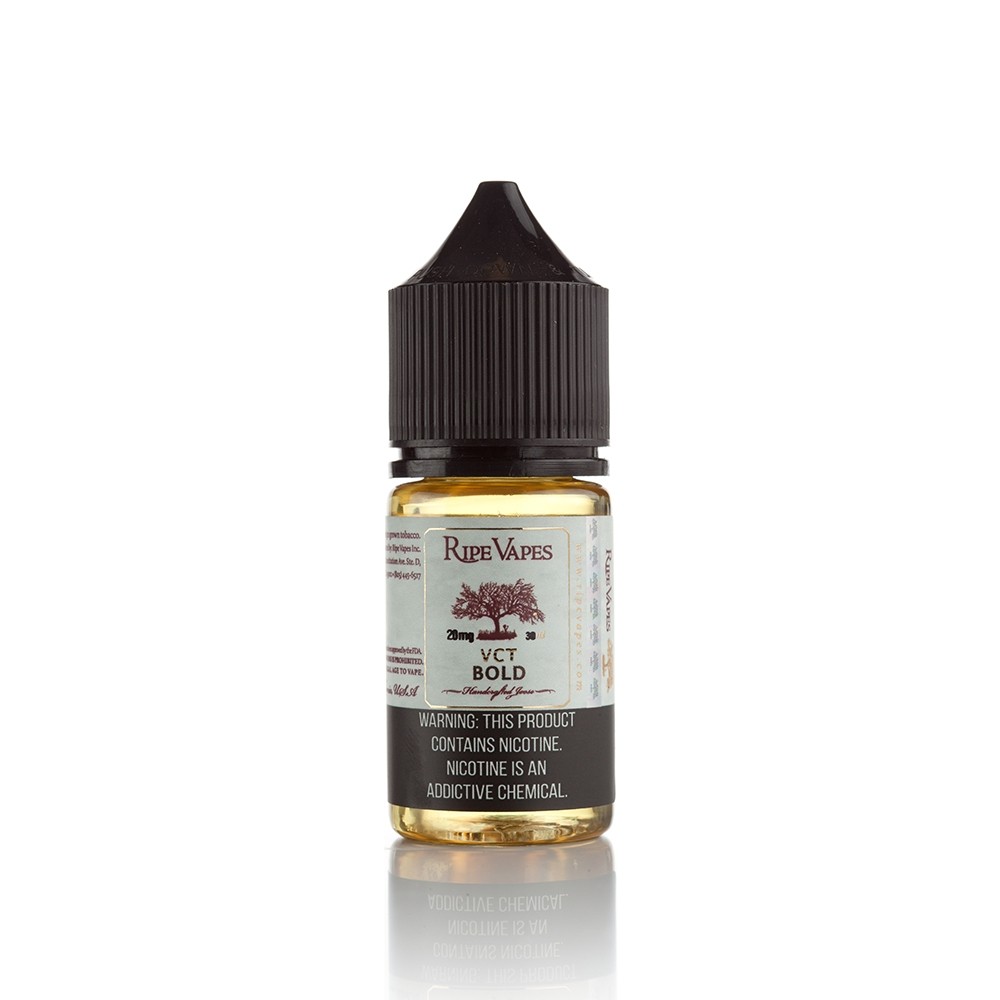 Ripe Vapes VCT Bold 30ml Uygun fiyatlı Ripe Vapes VCT Bold 30ml, vanilya, karamel ve tütün notalarıyla zengin bir salt nikotin deneyimi sunar.
