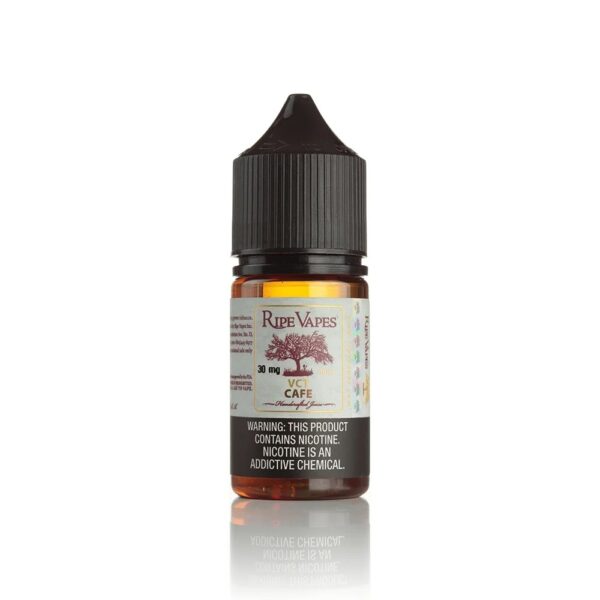 Uygun fiyatlı Ripe Vapes VCT Cafe salt nikotin likiti, harmanlanmış tütün, vanilya, karamel ve zengin kahve notaları sunar.