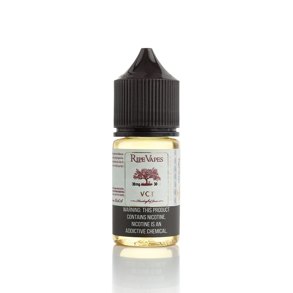 Ripe Vapes VCT Salt Likit 30ml Ripe Vapes VCT salt likit, tütün vanilya karamel lezzetiyle uygun fiyatlı premium nikotin deneyimi sunar.