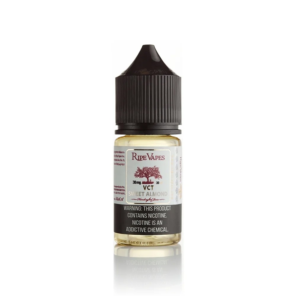 Ripe Vapes VCT Sweet Almond 30ml Uygun fiyatlı Ripe Vapes VCT Sweet Almond 30ml, vanilya, karamel ve badem uyumuyla yumuşak bir salt nikotin keyfi sunar.