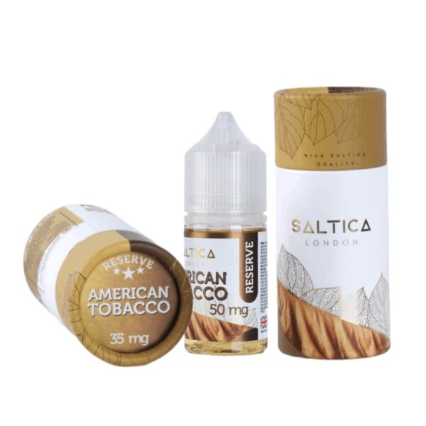 Saltica American Reserve salt nikotin likiti, geniş cihaz uyumuyla uygun fiyatlı ve yoğun lezzet sunar.
