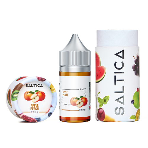 Uygun fiyatlı elma ve şeftali aromalı salt nikotin likiti.