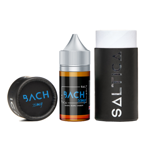 Uygun fiyatlı Saltica Bach Salt Likit, kırmızı elma, çilek, fıstık ezmesi, karamel ve muzun eşsiz uyumunu sunar.