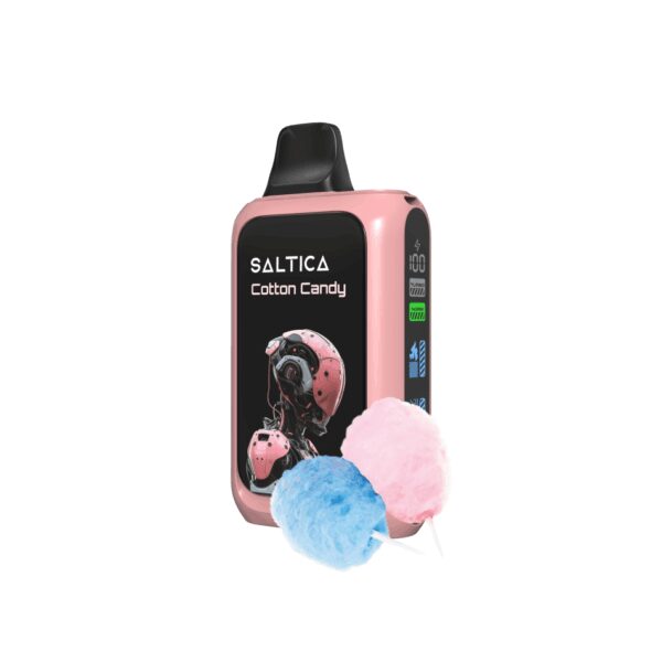 Uygun fiyatlı Saltica Cyber 18000, pamuk şekeri aroması ve yüksek kapasiteli salt nikotin sunar.
