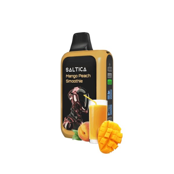 Mango şeftali smoothie tadındaki Saltica Cyber 18000, uygun fiyatlı ve pratik salt nikotin kullan-at vape bar.