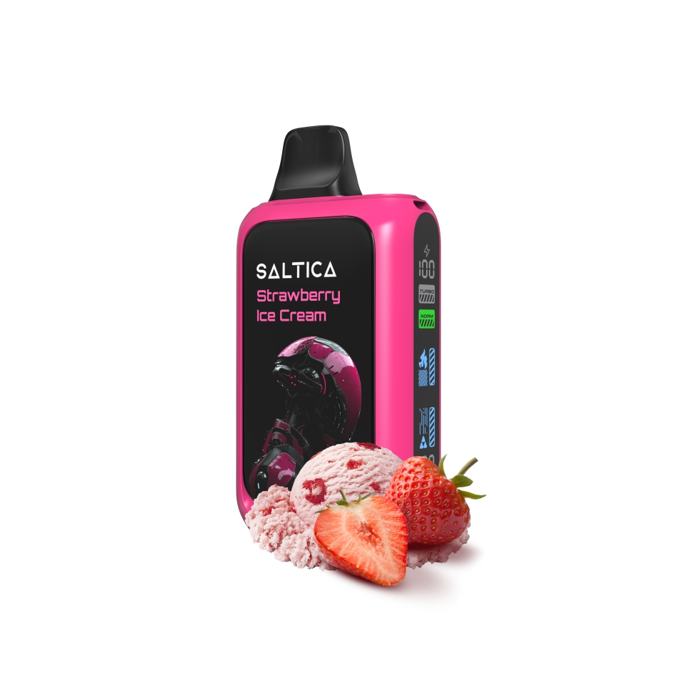 Saltica Cyber 18000 Strawberry Ice Cream Uygun fiyatlı Saltica Cyber 18000, çilekli dondurma aroması ve salt nikotin ile hazır kullanıma sunar.