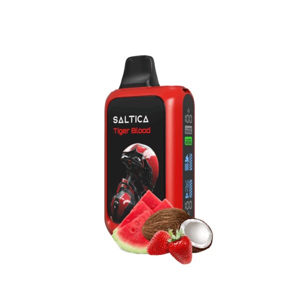 Uygun fiyatlı Saltica Cyber 18000 Tiger Blood kullan-at vape bar, yüksek kapasite ve salt nikotin sunar.