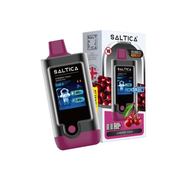 Saltica Digital 20000 Cherry Cola kullan at vape bar, uygun fiyatlı salt nikotin ile taze kiraz kola lezzeti sunar.