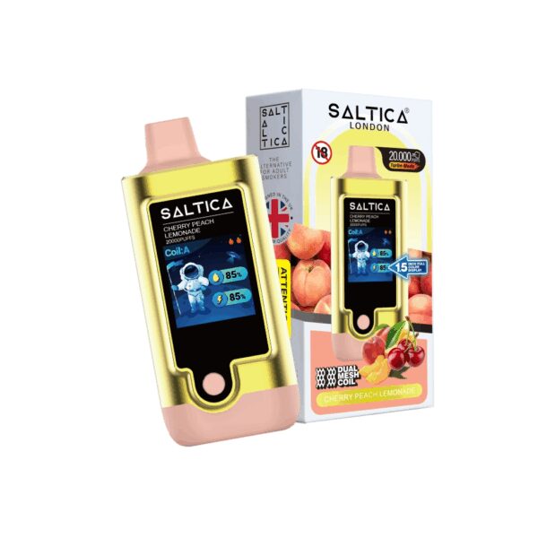 Uygun fiyatlı salt nikotin sunan Saltica Digital 20000 puf kiraz şeftali limonata kullan-at vape bar.