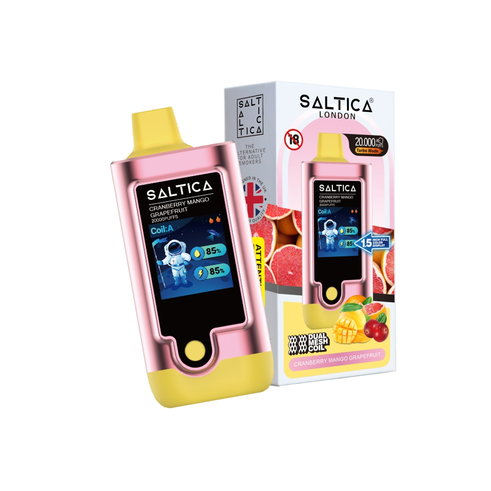 Saltica Digital 20000 Puf Saltica Digital 20000 Cranberry Mango Grapefruit kullan-at vape, ferahlatıcı meyve karışımı ve salt nikotin ile uygun fiyatlı bir seçenek sunar.