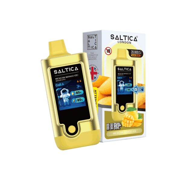 Uygun fiyatlı Saltica Digital 20000 puf, olgun mango ve buz serinliğini salt nikotin ile birleştiren kullan-at vape bar.