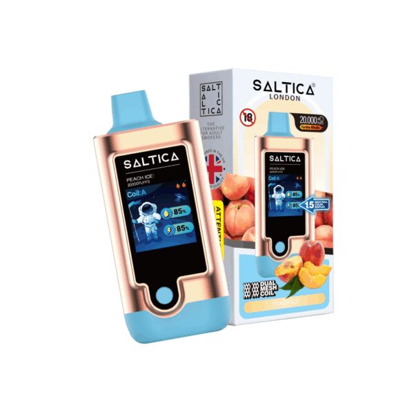 Saltica Digital 20000 Peach Ice kullan-at vape bar, şeftali buz aroması ve yüksek kapasiteli salt nikotin ile uygun fiyatlı bir seçenek sunar.