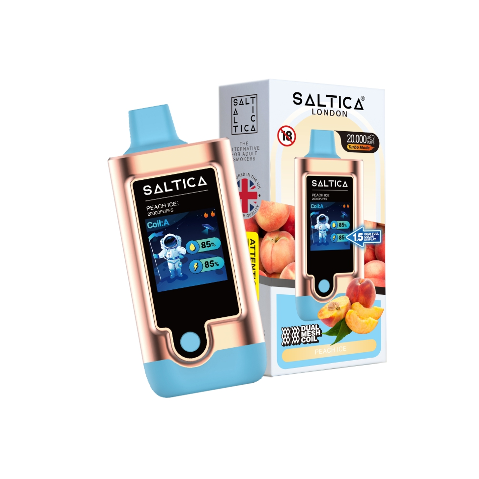 Saltica Digital 20000 Peach Ice Saltica Digital 20000 Peach Ice kullan-at vape bar, şeftali buz aroması ve yüksek kapasiteli salt nikotin ile uygun fiyatlı bir seçenek sunar.