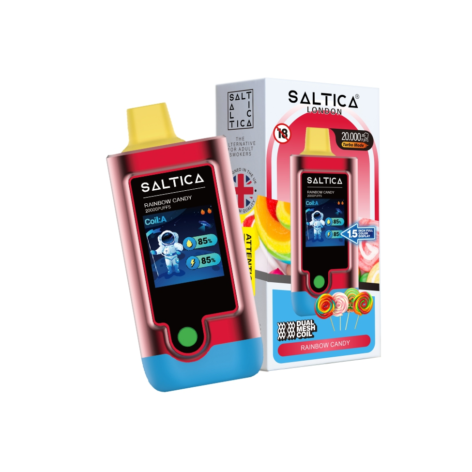 Saltica Digital 20000 Rainbow Candy Uygun fiyatlı Saltica Digital 20000 Rainbow Candy, 20000 pufluk salt nikotin ve canlı meyve tadıyla kesintisiz keyif sunar.