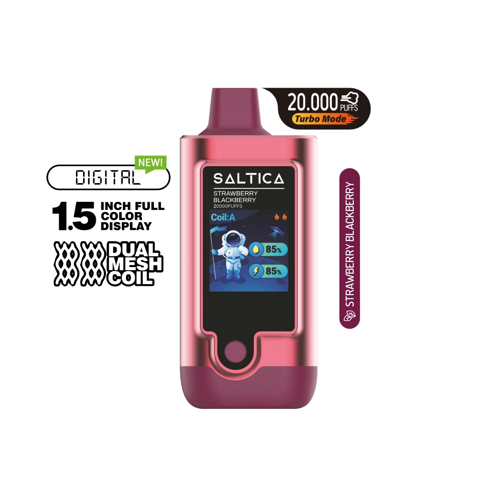 Saltica Digital 20000 Strawberry Blackberry Uygun fiyatlı Saltica Digital 20000, çilek ve böğürtlen aromalı yüksek puf kapasiteli salt nikotin vape bar.