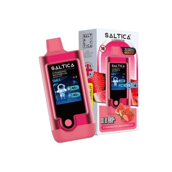 Uygun fiyatlı Saltica Digital 20000 çilek karpuz aromalı kullan at vape bar, 20.000 puf ve yüksek salt nikotin sunar.