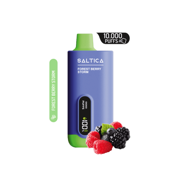 Saltica Ekranlı 10000 Forest Berry Storm kullan-at vape bar, taze orman meyveleri lezzeti ve uygun fiyatlı pratik kullanım sunar.