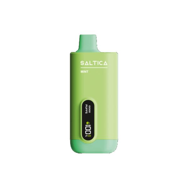Saltica Ekranlı 10000 Mint, ferah nane aroması ve salt nikotin ile uygun fiyatlı kesintisiz keyif sunar.