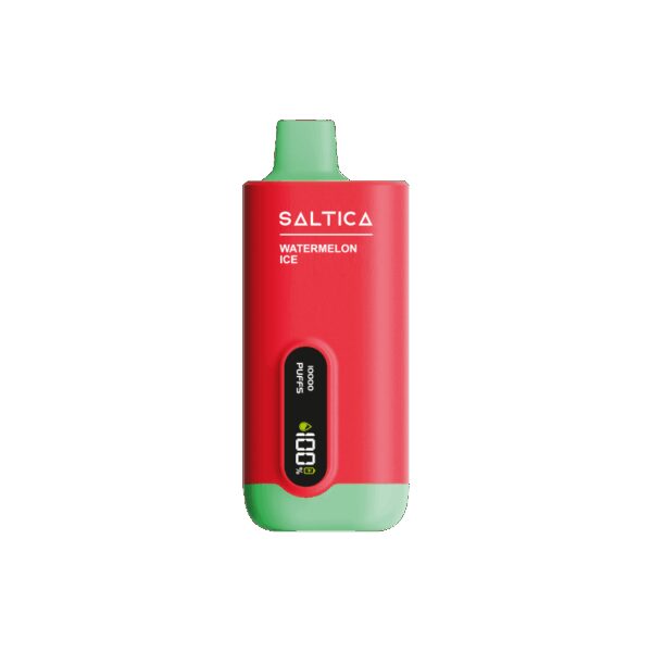 Uygun fiyatlı Saltica Ekranlı 10000 Watermelon Ice vape bar, ferah karpuz aroması ve yüksek salt nikotin ile uzun keyif sunar.