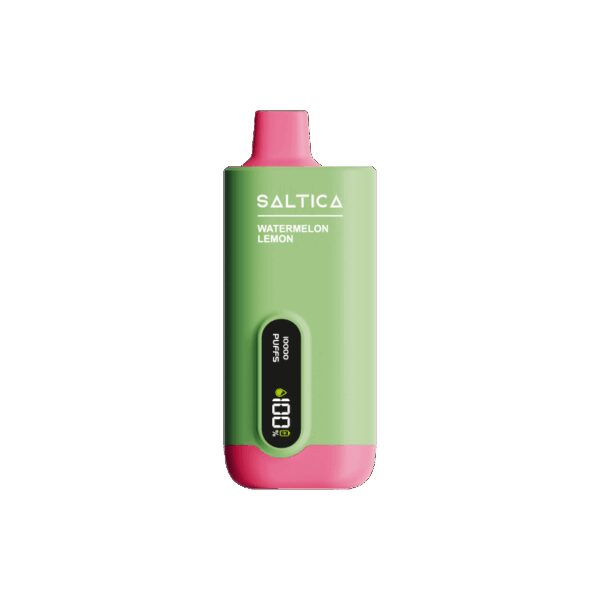 Uygun fiyatlı Saltica Ekranlı 10000 Watermelon Lemon, ferah karpuz ve limon aromasıyla yüksek kapasiteli salt nikotin deneyimi sunar.